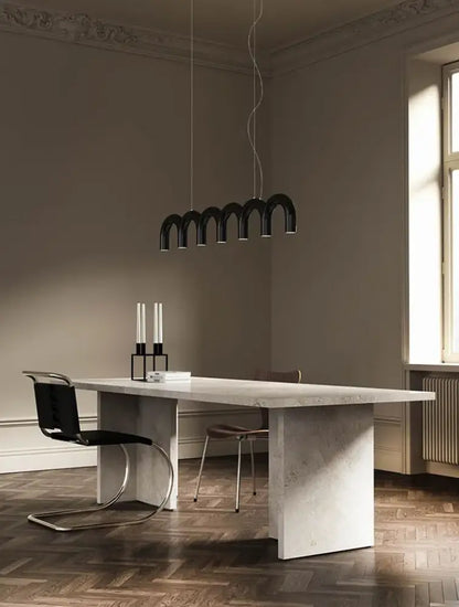 Modern blue led arch chandelier dining room pendant light