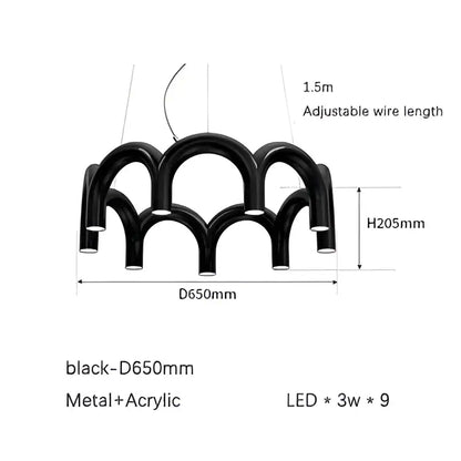 Modern blue led arch chandelier dining room pendant light