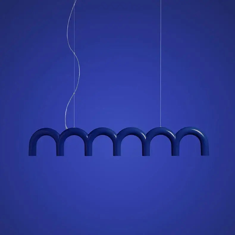 Modern blue led arch chandelier dining room pendant light