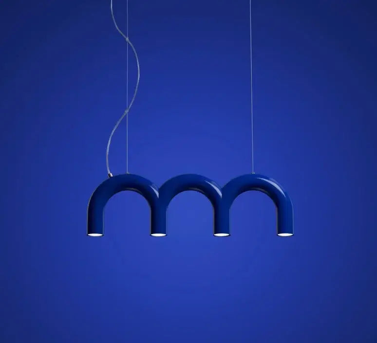 Modern blue led arch chandelier dining room pendant light