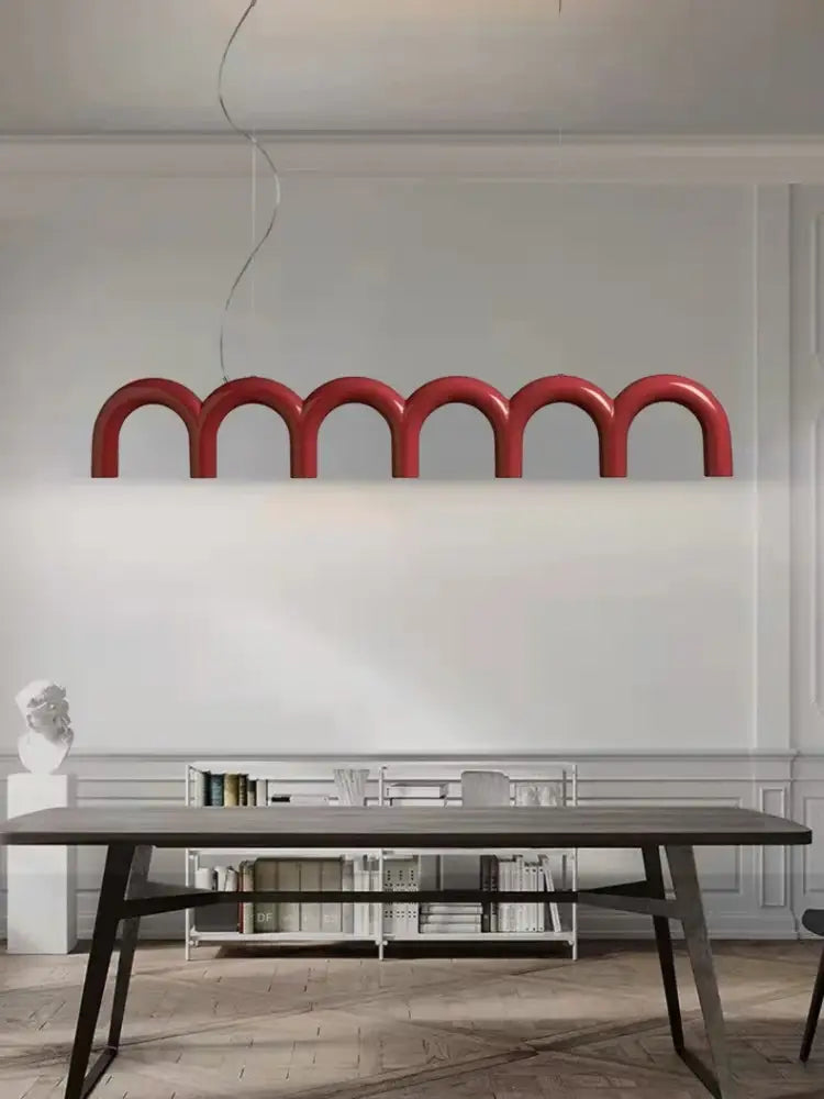 Modern blue led arch chandelier dining room pendant light