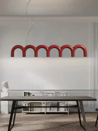 Modern blue led arch chandelier dining room pendant light
