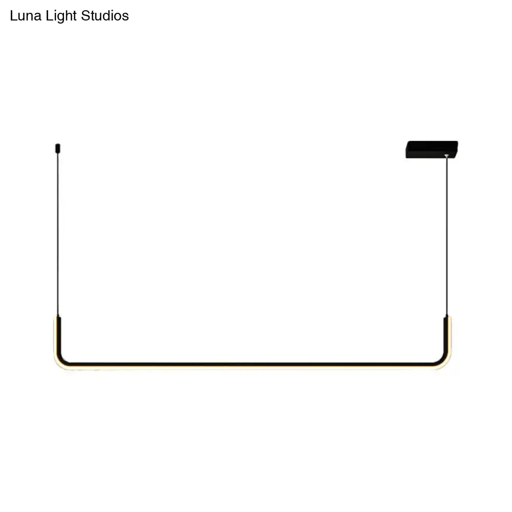 Modern black & brass metal half rectangle hanging lamp kit kitchen
