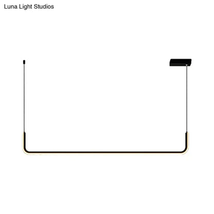 Modern black & brass metal half rectangle hanging lamp kit kitchen