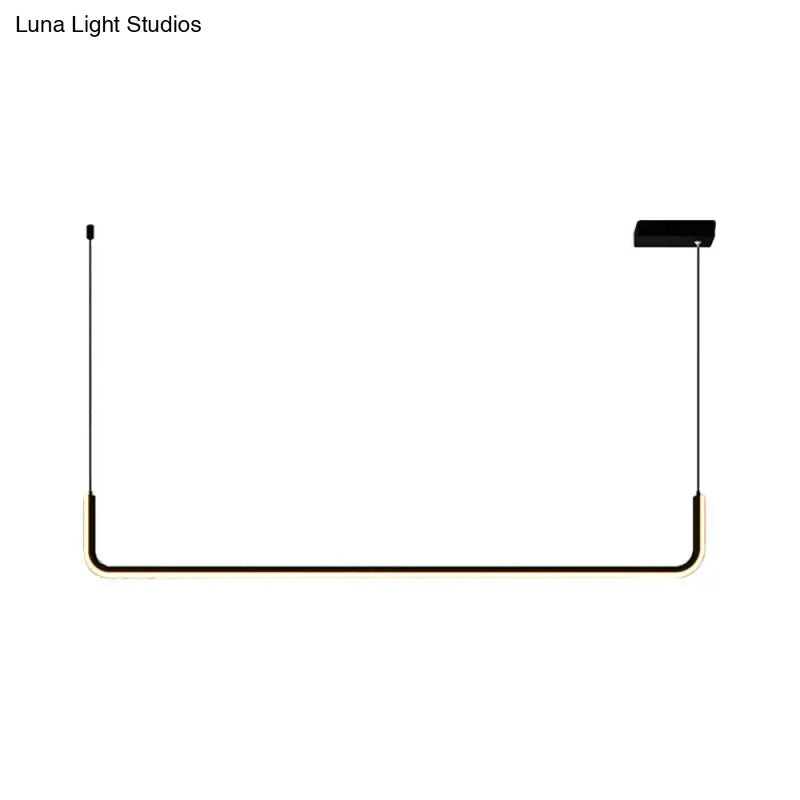 Modern black & brass metal half rectangle hanging lamp kit kitchen