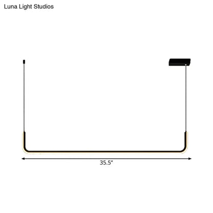 Modern black & brass metal half rectangle hanging lamp kit kitchen