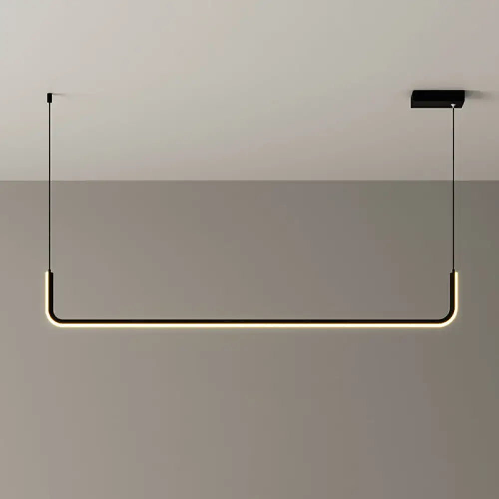 Modern black & brass metal half rectangle hanging lamp kit kitchen