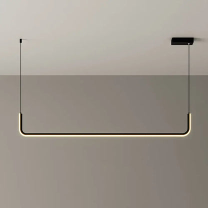 Modern black & brass metal half rectangle hanging lamp kit kitchen