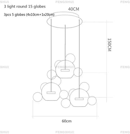 Modern gold led bubble chandelier living room pendant light