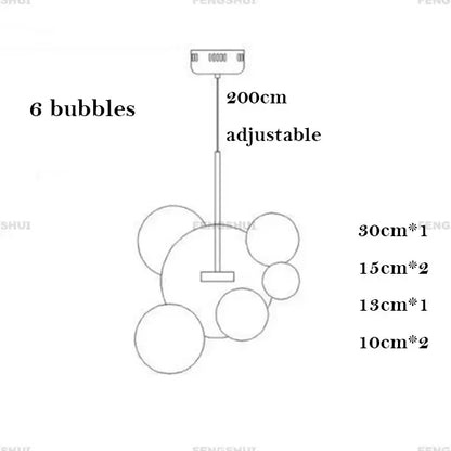 Modern gold led bubble chandelier living room pendant light