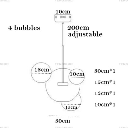 Modern gold led bubble chandelier living room pendant light
