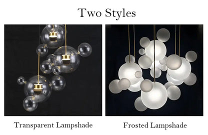 Modern gold led bubble chandelier living room pendant light