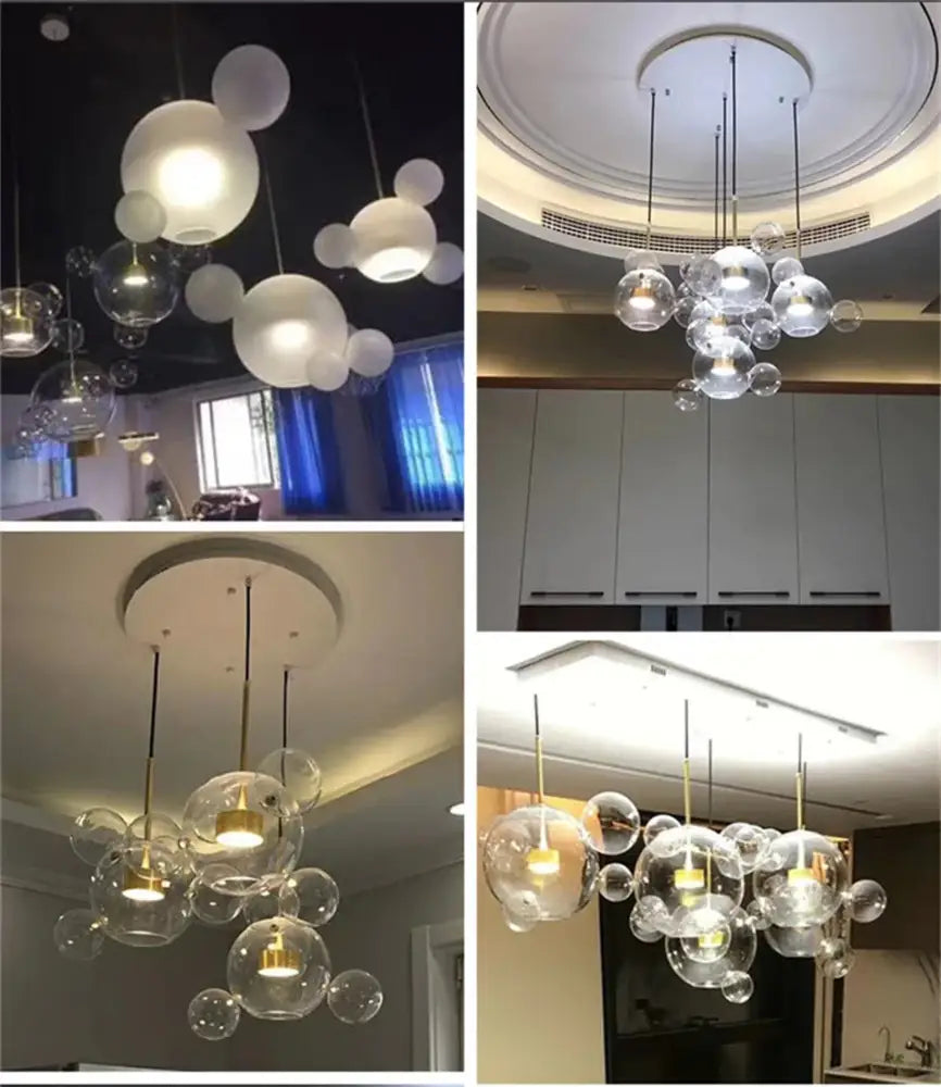 Modern gold led bubble chandelier living room pendant light
