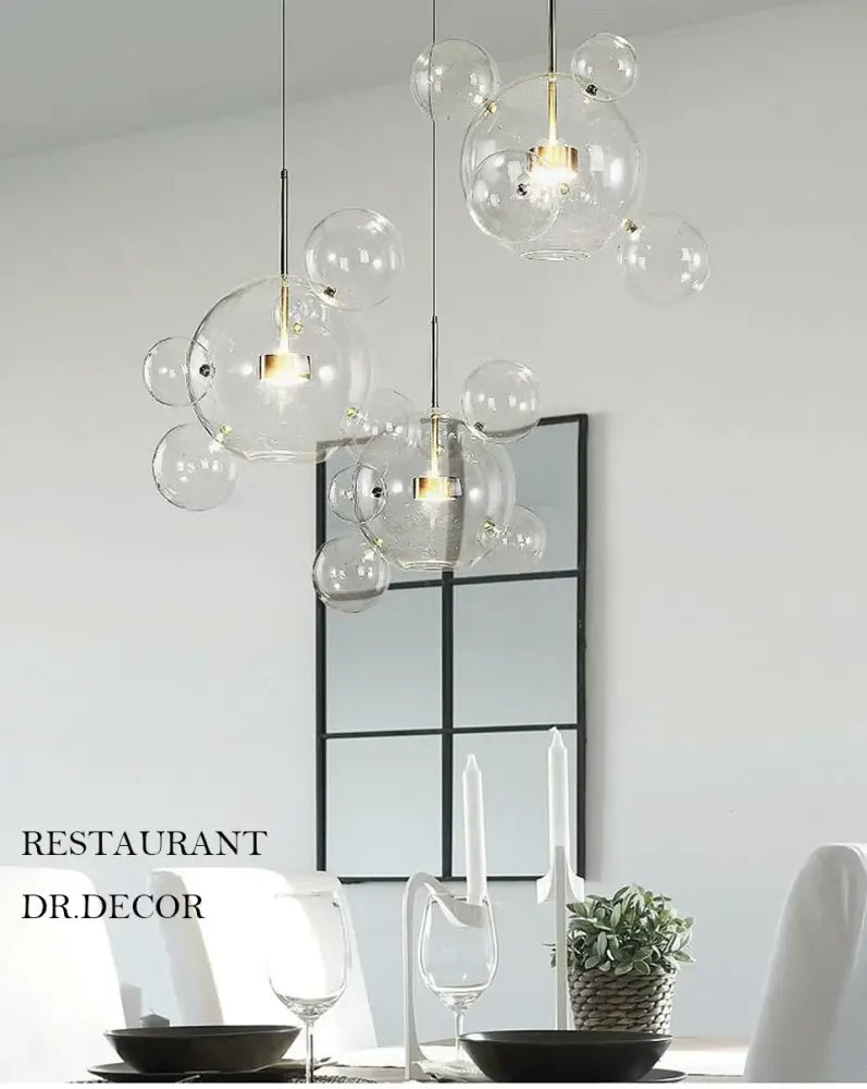 Modern gold led bubble chandelier living room pendant light