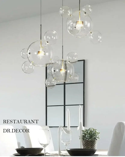 Modern gold led bubble chandelier living room pendant light