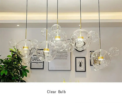 Modern gold led bubble chandelier living room pendant light