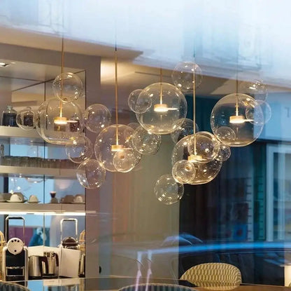 Modern gold led bubble chandelier living room pendant light