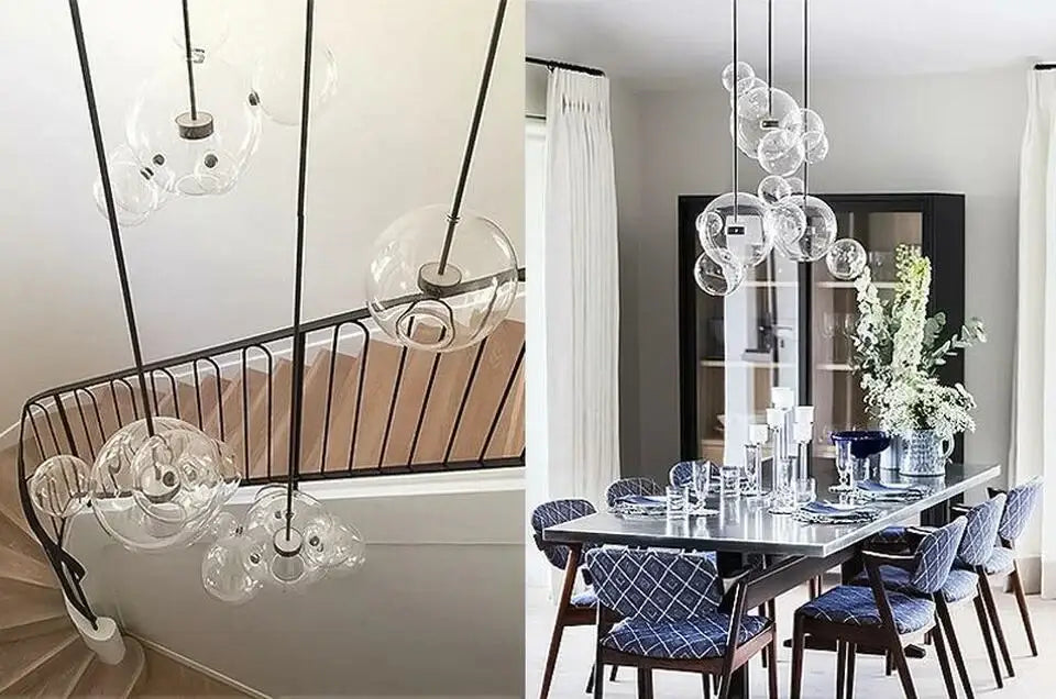 Modern gold led bubble chandelier living room pendant light