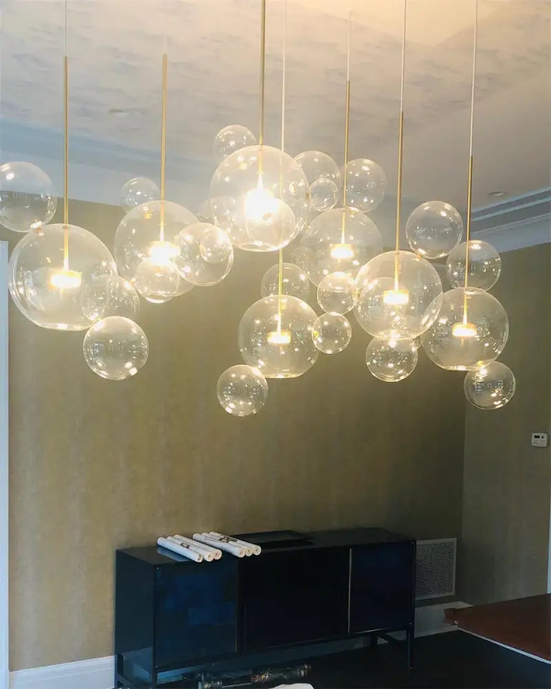 Modern gold led bubble chandelier living room pendant light