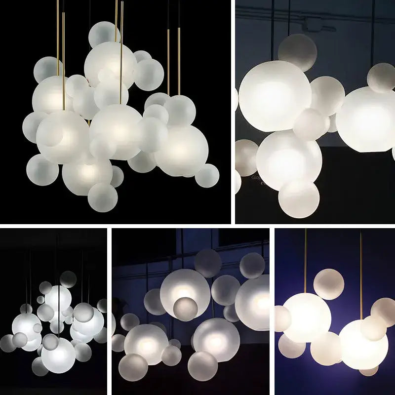 Modern gold led bubble chandelier living room pendant light
