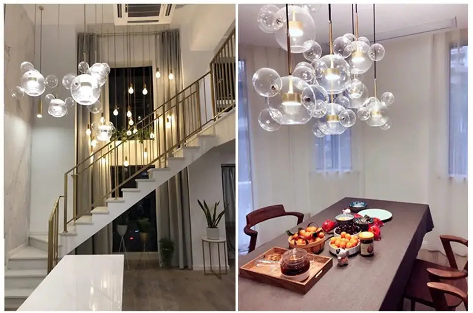 Modern gold led bubble chandelier living room pendant light