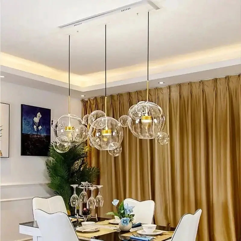 Modern gold led bubble chandelier living room pendant light