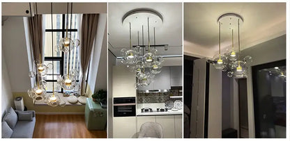 Modern gold led bubble chandelier living room pendant light