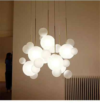 Modern gold led bubble chandelier living room pendant light