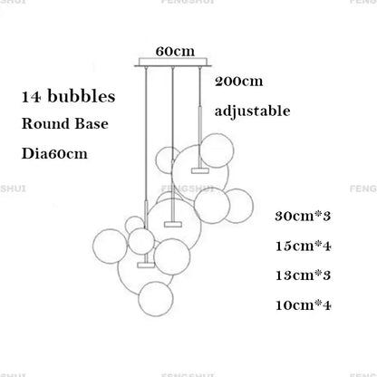 Modern gold led bubble chandelier living room pendant light