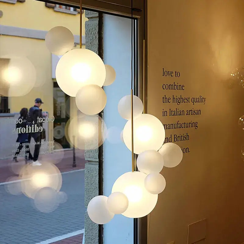 Modern gold led bubble chandelier living room pendant light
