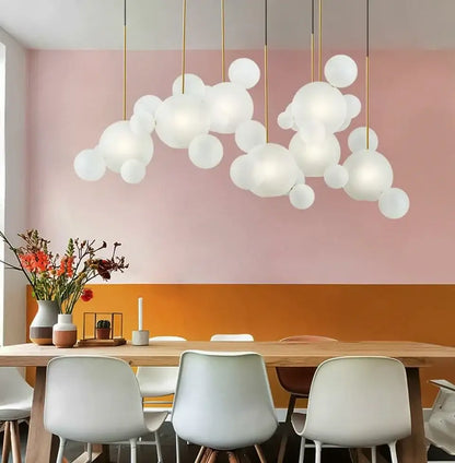 Modern gold led bubble chandelier living room pendant light