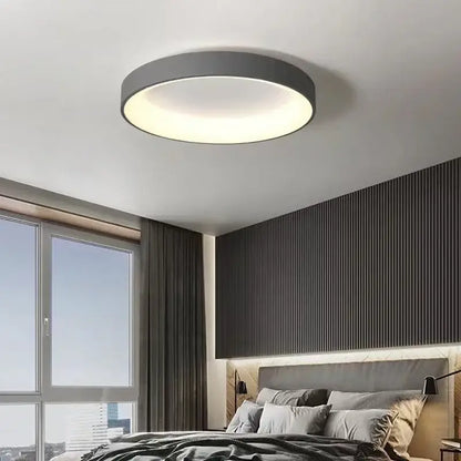 Modern white circular led ceiling light – living room warm glow