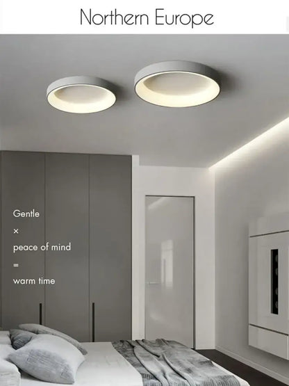Modern white circular led ceiling light – living room warm glow