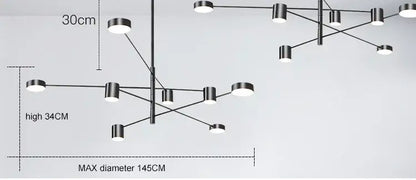Modern gold & black led chandelier – living room minimalist light