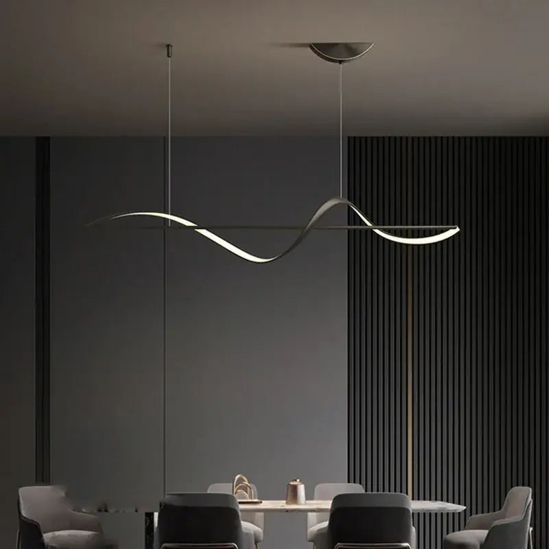 Modern gold curved led chandelier dining room pendant light