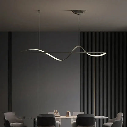 Modern gold curved led chandelier dining room pendant light