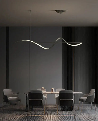 Modern gold curved led chandelier dining room pendant light