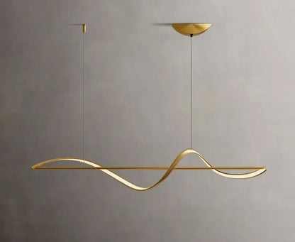 Modern gold curved led chandelier dining room pendant light