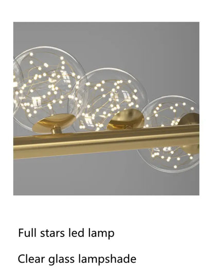 Modern gold linear led glass chandelier dining room pendant light