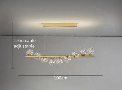 Modern gold linear led glass chandelier dining room pendant light
