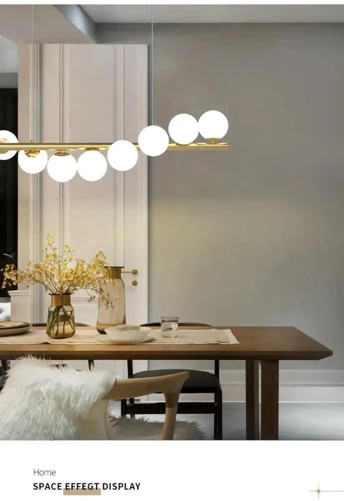 Modern gold linear led glass chandelier dining room pendant light