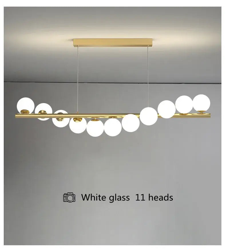 Modern gold linear led glass chandelier dining room pendant light