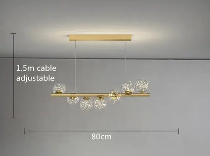 Modern gold linear led glass chandelier dining room pendant light