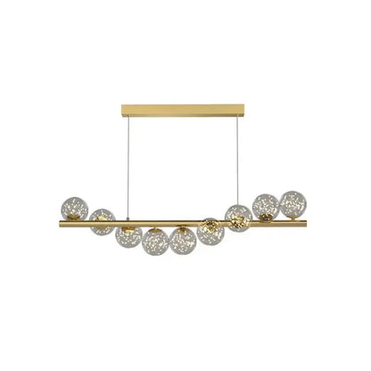 Modern gold linear led glass chandelier dining room pendant light