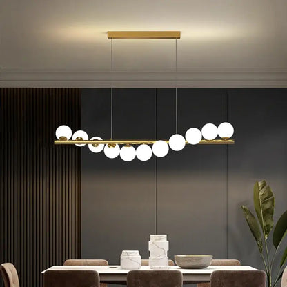 Modern gold linear led glass chandelier dining room pendant light