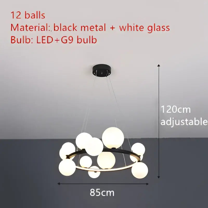 Modern black clear glass bubble led chandelier dining room light
