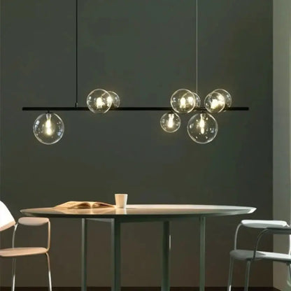 Modern black clear glass bubble led chandelier dining room light