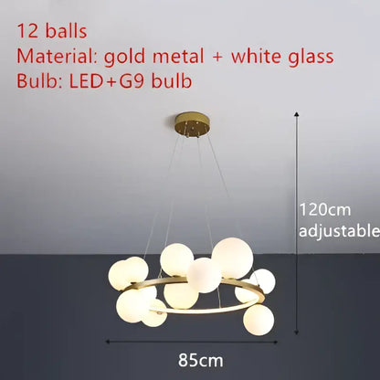 Modern black clear glass bubble led chandelier dining room light