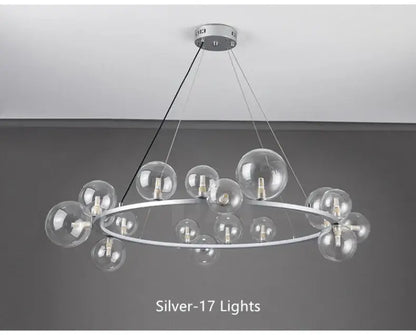 Modern black clear glass bubble led chandelier dining room light