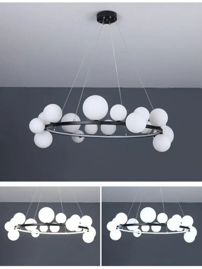 Modern black clear glass bubble led chandelier dining room light